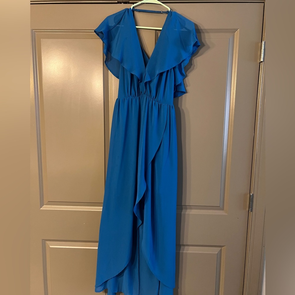 Blue Flowy Midi/High Low Dress
